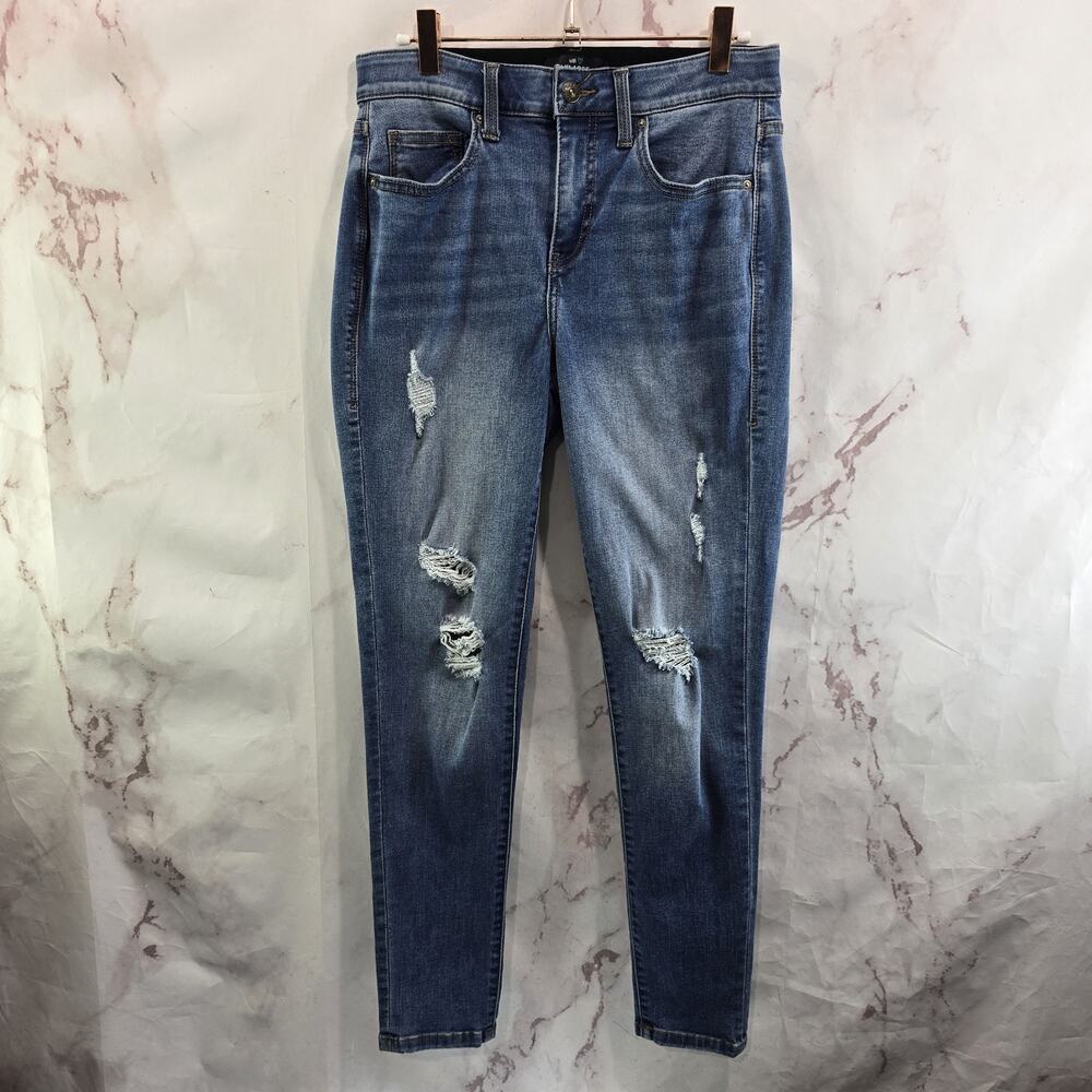 Lularoe Jeans Womens 28 X 27 Skinny Denim High Rise Crop Distressed Ripped Holes